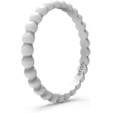 Enso Rings Stackable Beaded Silicone Wedding Ring &ndash; Hypoallergenic Unisex Stackable Wedding Band &ndash; Comfortable Minimalist Band &ndash; 2.5mm Wide, 8mm Thick