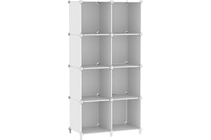 AWTATOS 8 Cube Storage Organizer, Closet Organizer Storage Shelf, Bookcase Bookshelf, DIY Stackable Storage Cubes Shelves for Closet, Bedroom, Home, Office, White