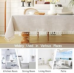 Linen Rectangle Table Cloth Waterproof Cotton