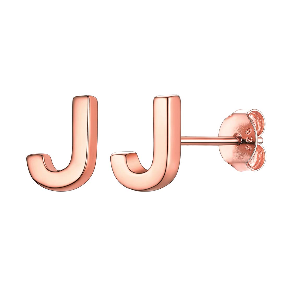 ChicSilver Rose Gold Initial Stud Earrings for Women Letter J Earring Alphabet Name Jewelry — image 1