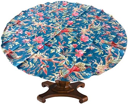 Miyanbazaz Textiles 100% Cotton Round Tablecloth/Multi-Color Round Dining Table Cover (Sky- Bird, 48 INCH)