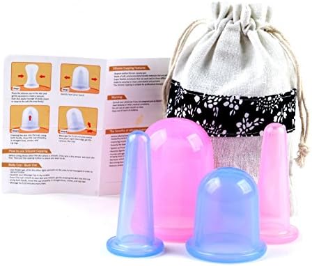Luxury 4pcs Massage Therapy Cupping Set | UNISEX | For Body N Face | Free Cloth Bag | Helps Reduce Cellulite, Wrinkles, Soreness, Stress and muscle pain|100% Return Guarantee by SkyCareUSA