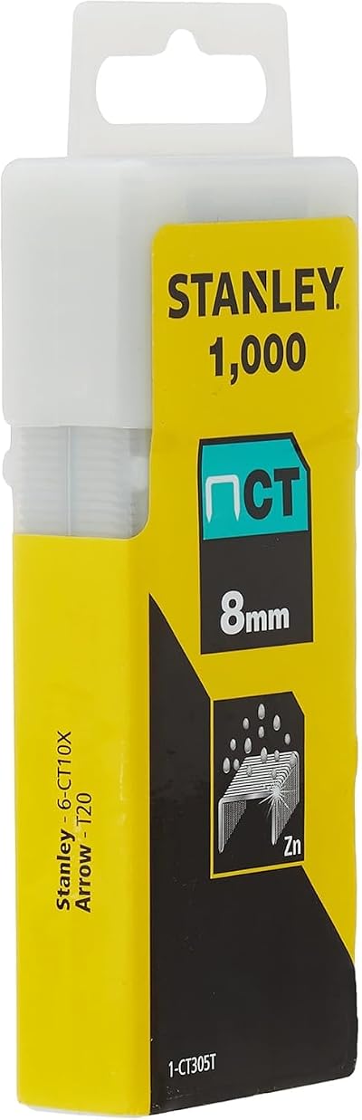 Stanley 1-CT305T 8mm Narrow Crown Staples 1000 Pcs for Cable Tacker