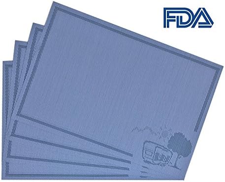 AMZMOO Placemats,Set of 4 Placemats,Dining Table Mat Anti-Slip,Heat Insulation PlaceMat,Table Mats set of 4 (Blue)