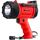 NoCry 18W Waterproof Rechargeable Flashlight (Spotlight) with 1000 Lumen LED, Detachable Red Light Filter, Wall and Car Charger Attachments