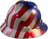 MSA Full Brim Patriotic Hard Hat with American Stars and Stripes Hard Hats - One Touch SuspensionÂ 