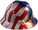 MSA Full Brim Patriotic Hard Hat with American Stars and Stripes Hard Hats - One Touch Suspension 