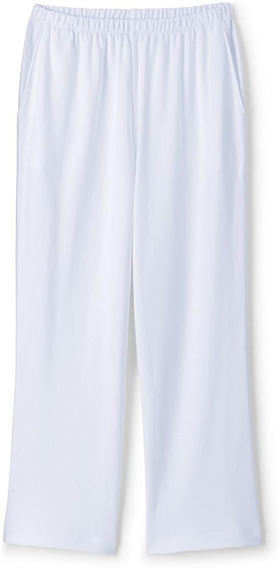 Lands' End Women's Petite Sport Knit Crop Pants, M, White at Amazon
