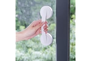 WANLIAN-Powerful Suction Cup Glass Mirror Door Handle, Refrigerator Drawer Bathroom Suction Cup Wall handrail, Bathtub Shower Handle Kitchen Drawer Cabinet Handle (White Large)