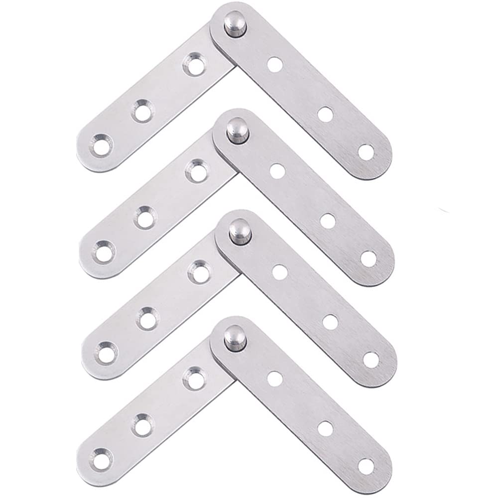 4 Pcs Door Pivot Hinge, 360 Degree Stainless Steel Rotating Hinge Pivot, Folding Flip Cabinet Cupboard Door Inset Pivot Hinge