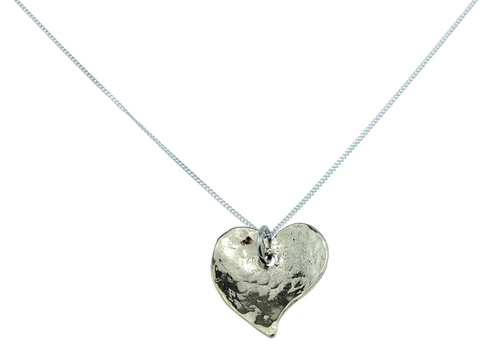 8 Year Anniversary Off-shaped Hammered Bronze Heart Pendant - 8 Year Anniversary Idea