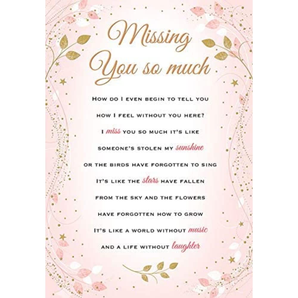 Regal Publishing Heartfelt Wishes Sentimental Card Missing You So Much - 9 x 6 inches