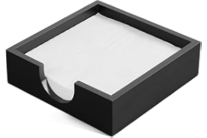BIVVCLAZ Napkin Holder for Table, Wooden Napkins Holders For Paper Napkins, Flat Napkin Holder for Luncheon, Napkin Holders for Kitchen Dinner Table Decor, Napkin Dispenser for Indoor & Outdoor Use, Black