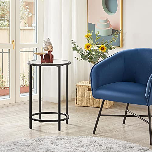 Yaheetech Glass End Table Set of 2, Round Side Tables, Small Accent