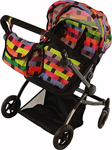 Stylish Bassinet Twin Doll stroller, with Swiveling Wheels &amp; Adjustable Handle and FREE Diaper Bag by Little Sisters