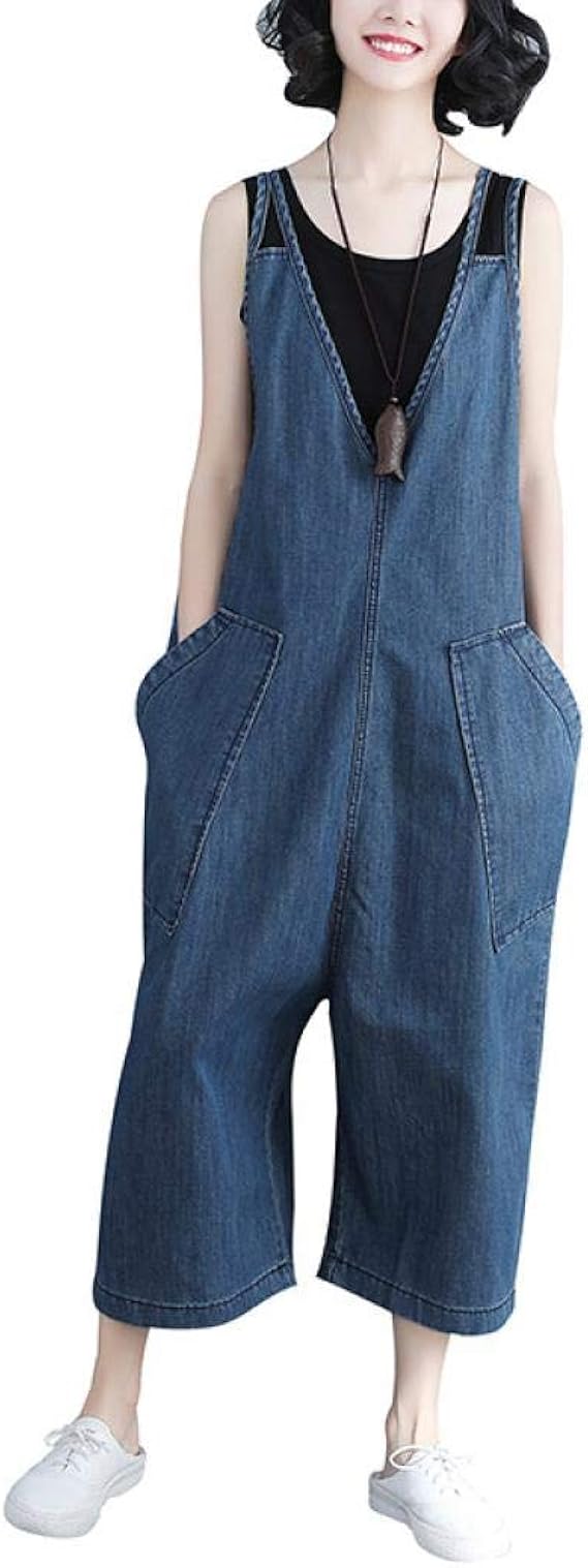 Amazon Geschesk ガウチョパンツ ワイドパンツ サロペットパンツ サロペット レディース ジーンズ デニム パンツ オールインワン オーバーオール つなぎ デニムパンツ 体型カバー ゆったり 着痩せ スリム オシャレ 可愛い オールインワン 通販