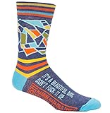Blue Q Men's Novelty Crew Socks - It's a Beautiful Day (Mens Size 7-12) with Sock Ring