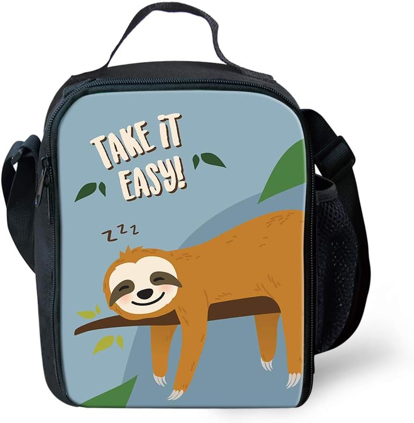 Babrukda Sloth Pattern Insulated Lunch Cooler Tote for