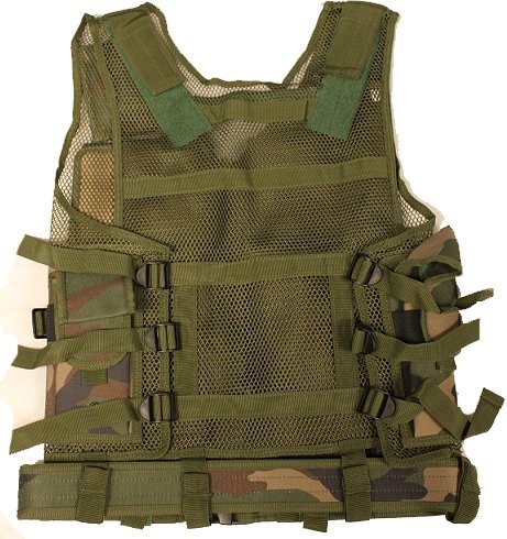 Ultimate Arms Gear Tactical Woodland Camo Camouflage Lightweight Edition Tactical Scenario Military-Hunting Assault Vest w/Right Handed Quick Draw Pistol Holster