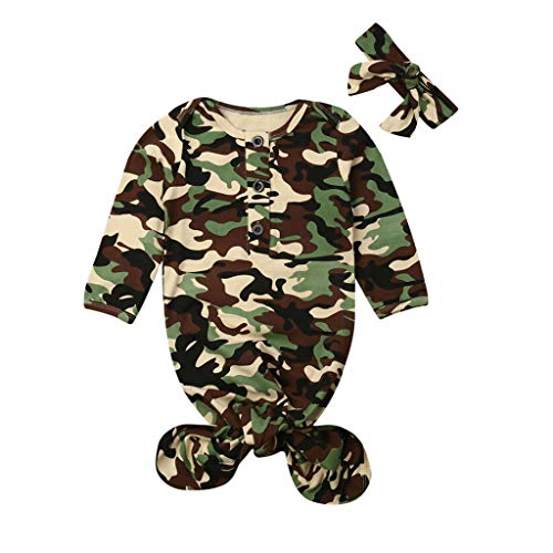 Newborn Baby Swaddle Sack Wearable Blanket Crib Sleeping Bag Headband/Hat Set,BCDshop 0-12 Months Infant Swaddle Wraps Blankets(Camouflage) - Thumbnail 6