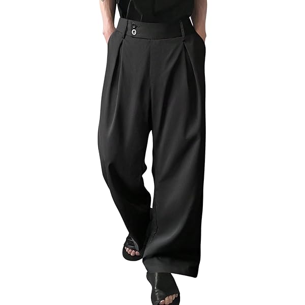 GORGLITTER Men's Flare Baggy Dress Pants Wide Leg Pleated Causal Slacks  Office Business Suit Trousers with Pockets Black Small at Amazon Men's  Clothing store