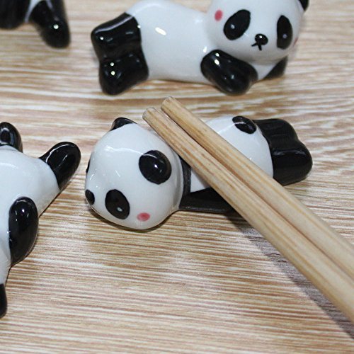 VANVENE Ceramic Ware Cute Panda Chopsticks Stand Rest Rack Porcelain Spoon Fork Holder Home Decor, 5 pcs (Mix and Match) - Thumbnail 2