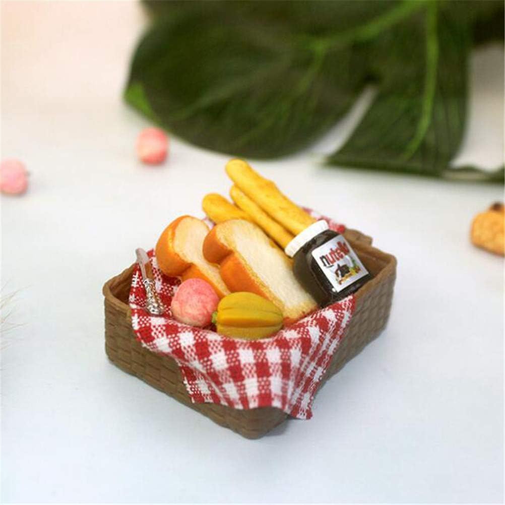 TBoxBo 1/12 Dollhouse Miniature Breakfast Set Bread Basket Mini Fake Food for Dollhouse Bakers Kitchen Cake Party Celebration Kitchen Toy Doll House Food Accessories Random Style