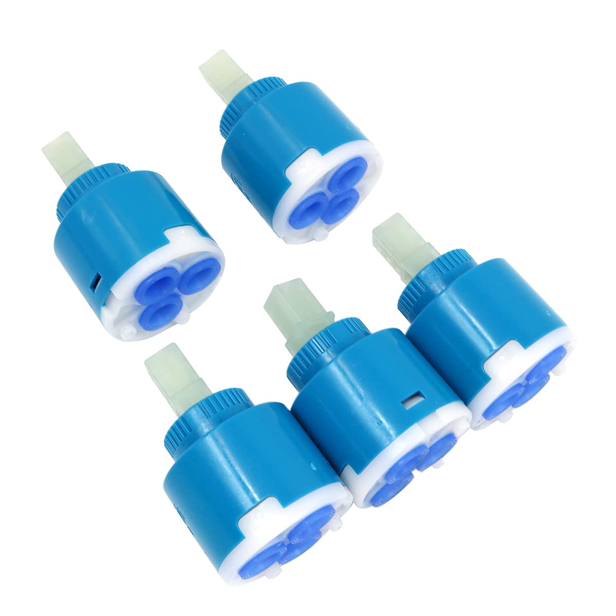 Hsthe Sea 5pcs 40mm Ceramic Cartridge Faucet Replacement Internal Control Valve for Single Handle Faucets - Blue