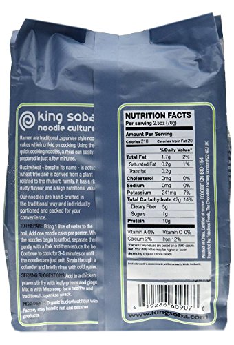 King Soba 1-PACK Gluten Free & Organic Buckwheat Ramen Noodles - 4 Noodle Cakes Per Pack