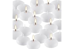 CAKETYCG 24 Pack Floating Candles, Smoke-Free and odorless, Burning continuously for 5-6 Hours, White, 2-inch Floating Candles, Suitable for Valentine's Day, Weddings, Holidays, Home Decoration……