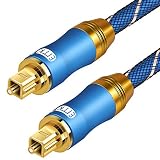 Optical Audio Cable Digital Toslink Cable - [Nylon Braided Jacket,Durable and Flexible] EMK Fiber Optic Cord for Home Theater, Sound bar, TV, PS4, Xbox & More (6Ft/1.8M)