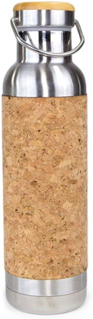 Yoloha Insulated Stainless Steel and Cork Water Bottle, 20 oz. - BPA-Free, Lead-Free - Non-Slip, Sustainable, Soft, Durable, Premium, Handmade, Moisture Resistant