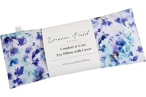 DREAM FIELD STUDIO Cooling Mint Eye Pillow with Removable Cover – Weighted Herbal Pillow for Rest, Savasana & Mindfulness | Blue Watercolor Sketch