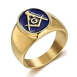 INRENG Stainless Steel Gold Plated Freemason