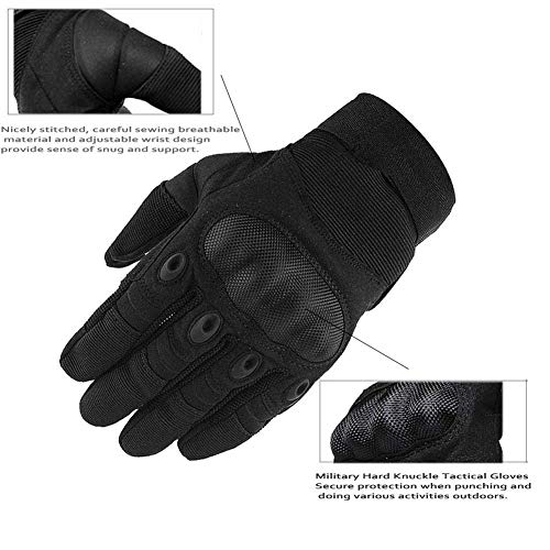 Tactical Gloves, Army Military Rubber Hard Knuckle Outdoor Full Finger Touch Screen Gloves for Men Cycling Motorcycle Hunting Shooting Hiking Camping Airsoft Paintball (XL, Black)