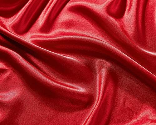 Spacetouch 4pc Satin Sheet Set Soft Silk Cozy Solid Bed Sheet with Pillow Covers Bed Linen (Red, Cal.King Sheet)
