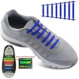tababy No Tie Shoelaces for Men and Women - Best in Sports Fan Shoelaces â Waterproof Silicon Flat Elastic Athletic Running Shoe Laces with Blue for Sneaker Boots Board Shoes and Casual Shoes (Blue)