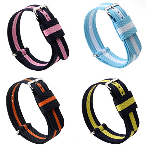 Adebena 20/22mm NATO Nylon Strap Replacement Watch Bands with Stainless Steel Buckle,Pack of 4