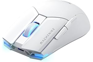 Machenike Wireless Gaming Mouse,26,000 DPI,PAW3395 Sensor,RGB Backlit,Ergonomic Design,6 Programmable Buttons,Long Battery Life,Ultra-Lightweight,White Gaming Mice Compatible with PC, Mac