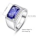 BONLAVIE Sapphire Rings for Men 7ct 8X12mm Rectangle Cut Created Blue Sapphire Rings Mens Siver Rings 925 Sterling Silver Rings for Men with White Cubic Zirconia Wedding Engagement Band Size 11