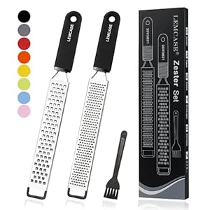 LEMCASE Zesteurs, Schaafrasp – Kaasrasp, Parmezaanse Rasp, Citroenrasp – Keukenrasp van Roestvrij Staal met Beschermhoes…