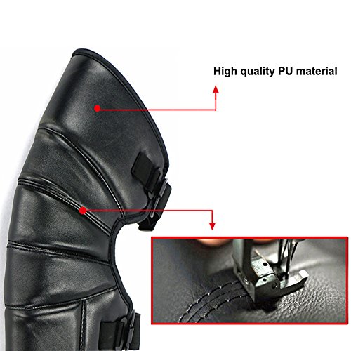 A.B Crew 1 Pair 27.5" PU Leather Windproof Leg Gaiter Adjustable Strap Warm Leggings Covers Unisex Half Chaps for Motorcycle Bike Winter Ski (Straps)