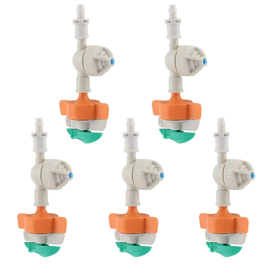 5 Pcs Garden Irrigation Misting Nozzles, 360 Degree Rotating Suspension Micro Sprinkler Nozzles For Flower Beds, Vegetable Gardens, Lawn