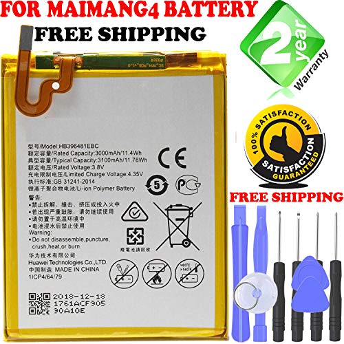 New Replacement Battery Compatible for Honor 5X Gr5 Maimang 4/ D199 HB396481EBC 3000mAh + Free Tools