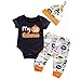 Emmababy Baby Boy Girl Fall Outfit Pumpkin Romper Long Sleeve Cow Print Onesie Infant Jogger Pants Hat 3Pcs Halloween Clothes (0-6M, Black)