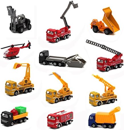 12pcs / set alloy engineering car plus fire truck kit,metal die-cast inertia car,including 4pcs engineering vehicles,4pcs fire engines and 4pcs Transport vehicle,color may change(12PCS)