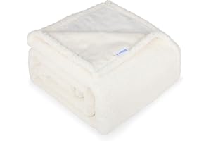 ZAKAPAWS Waterproof Dog Blanket for Large Dogs - Reversible Washable Pet Blanket, Soft Sherpa Fleece Furniture Protector, Cat Throw Bed Couch, Cream,50"x60"