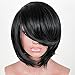 Soaring Black Straight Wig - Glamorous Women Bob Hair Style Cosplay Party Full Wigs with Free Wig Cap (Black) 8764-s