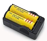 On the Way(TM)2Pcs Yellow 18650 3.7V 5000mah Rechargeable Lithium Battery with 18650 battery Charger