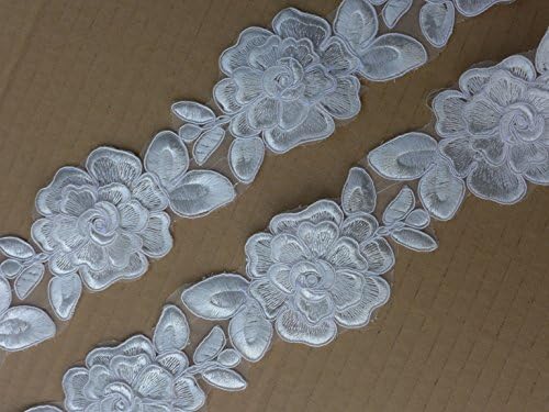 2-3/8 inhces White Bridal gown skirt veil accessories bone 3D lace trim 5 yards
